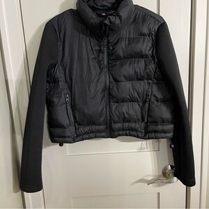 ZARA Combination Puffer Jacket Cropped Black Quilted Small READ DESCRIPTION